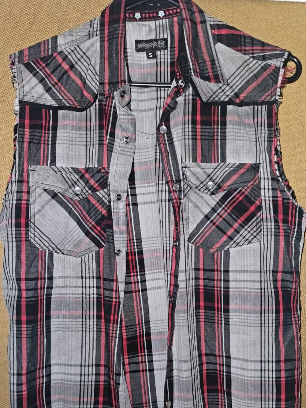 Wornstar Asphalt Sleeveless Shirt Pearl Snap Size Small